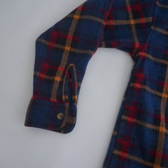 Vintage Northwest Territory Navy Maroon Plaid Fleece Button Up Thick Sweater S - Picture 8 of 10